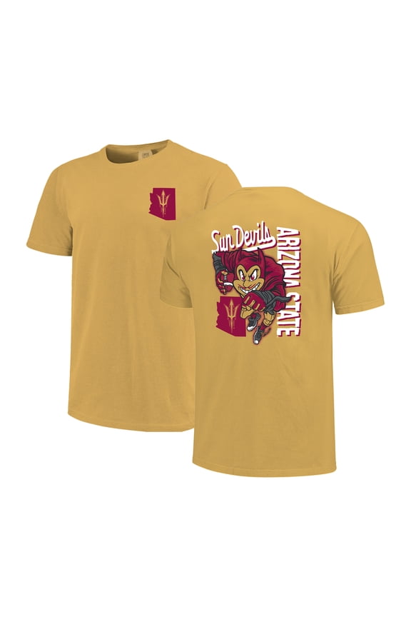 Men's Gold Arizona State Sun Devils Sketched Mascot Comfort Colors T-Shirt