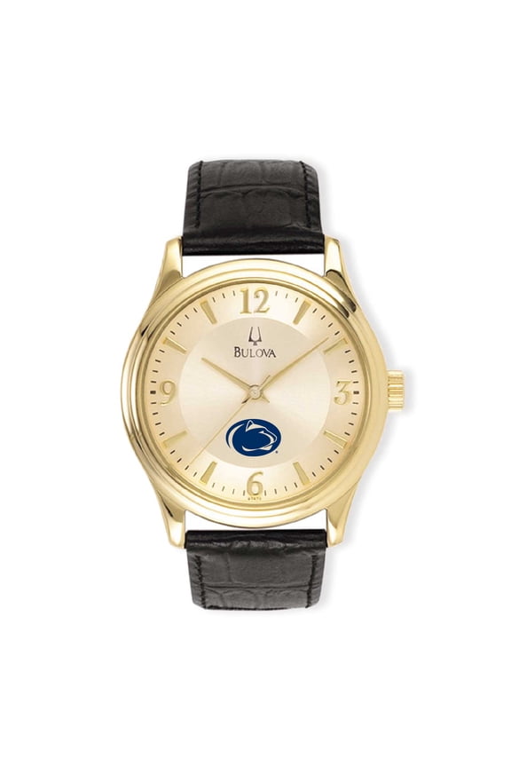 Men's Gold/Black Penn State Nittany Lions Stainless Steel Leather Band Watch