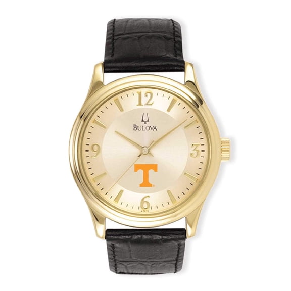 Men's Gold/Black Tennessee Volunteers Stainless Steel Leather Band Watch