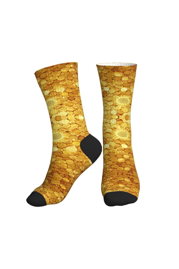 Men's Gold Coins Amazing Novelty Athletic Socks Women's Digital Printing Funky Patterned Crew Socks