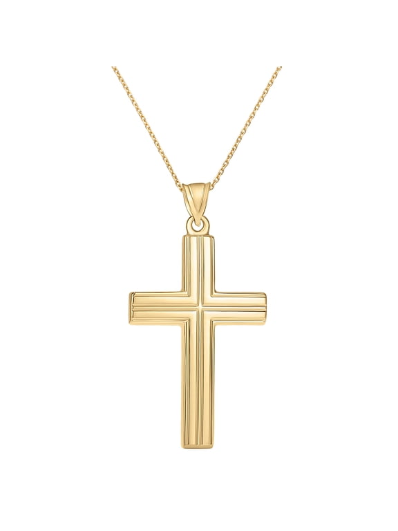 Men's Gold Cross Pendant in 14K Yellow Gold, Medium - No Chain