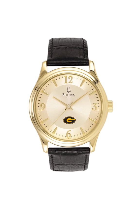 Men's Gold Grambling Tigers Gold-Tone Stainless Steel Leather Band Watch