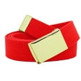 thumbnail image 1 of Men's Gold Military Flip Top Belt Buckle with Canvas Web Belt Small Red, 1 of 3
