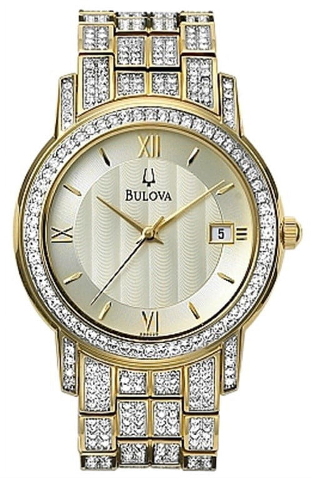 Men s Gold Plated Crystal Watch 98B009 Walmart