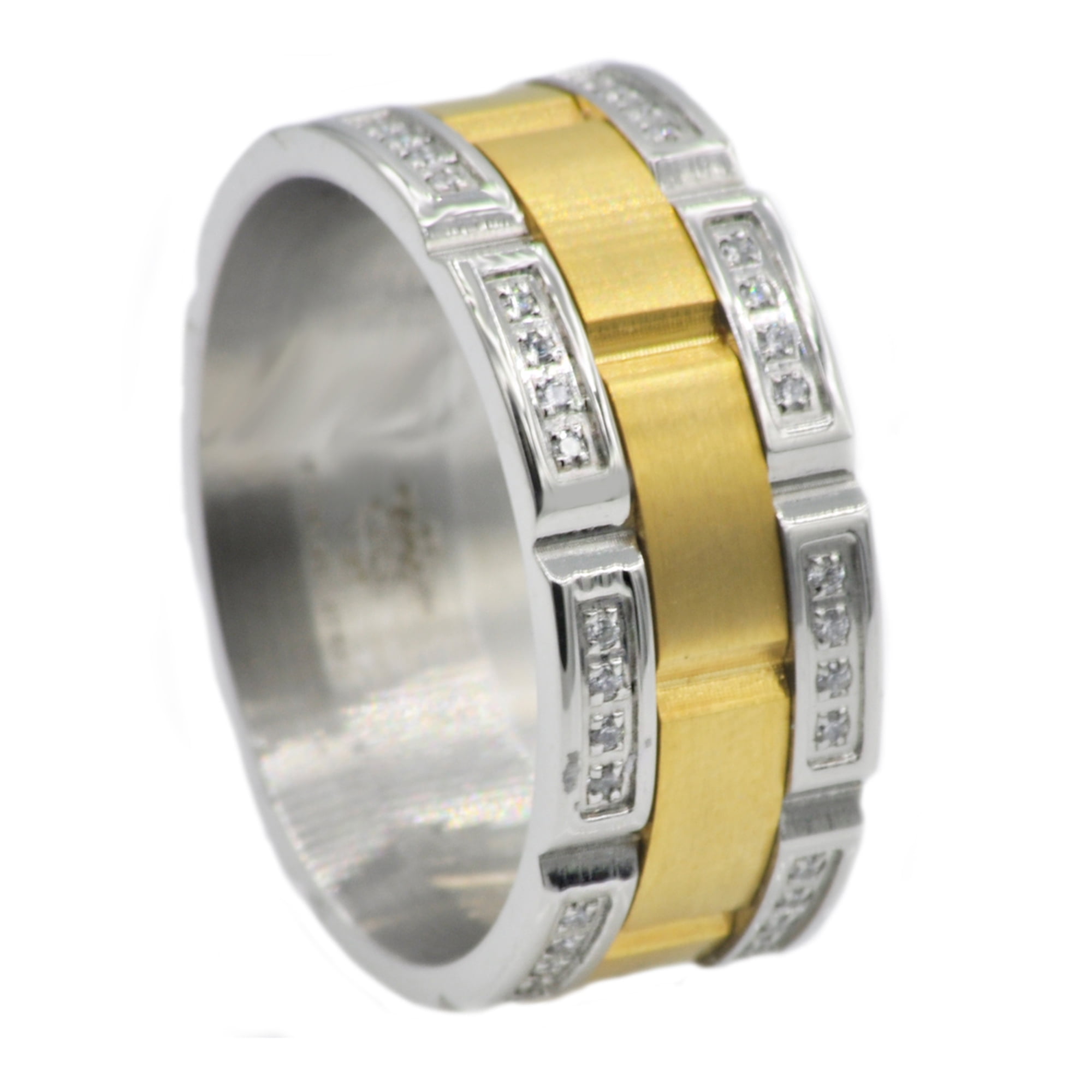 Men's Gold Plated Stainless Steel Band With Cubic Zirconia