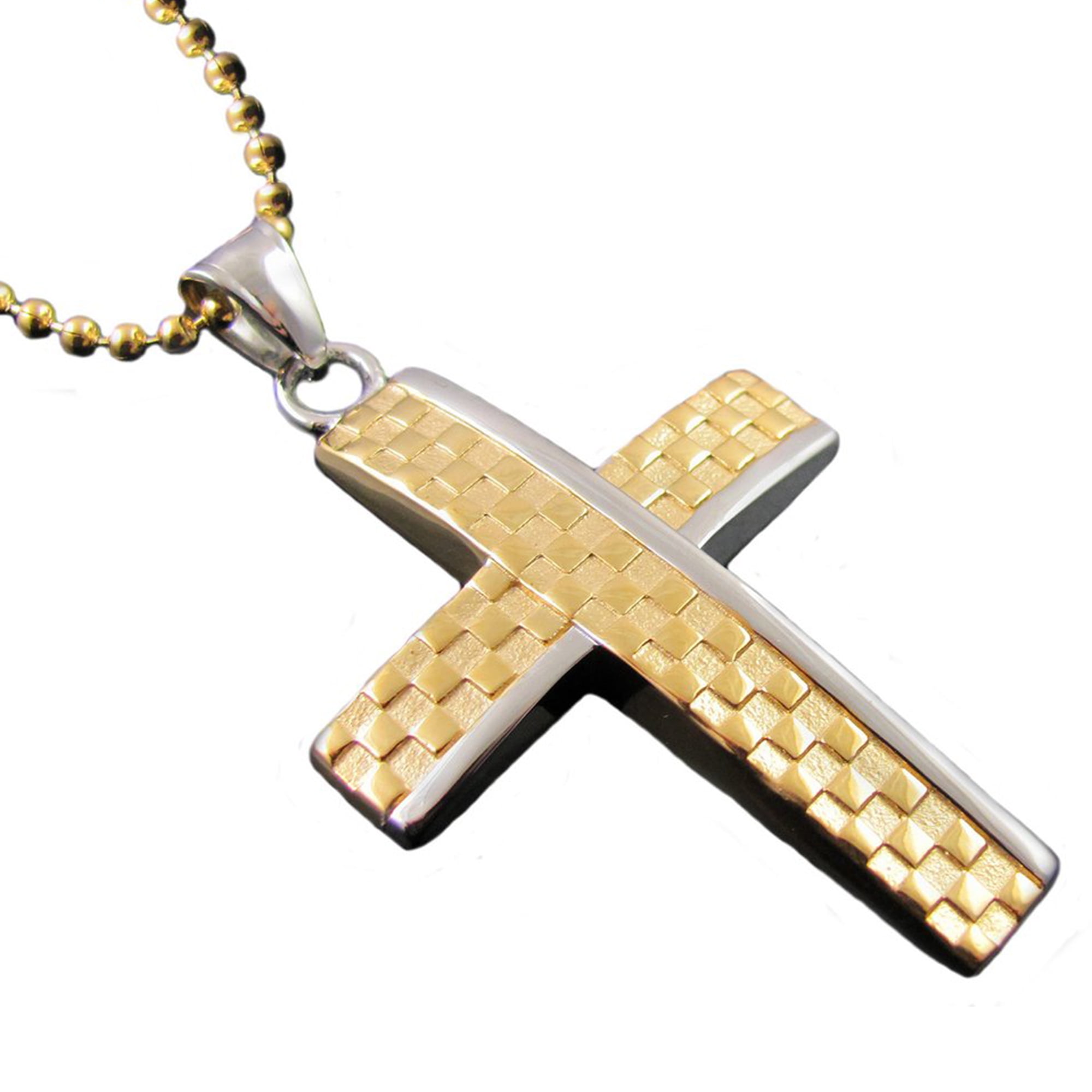 Men's Gold Plated Stainless Steel Cross Pendant
