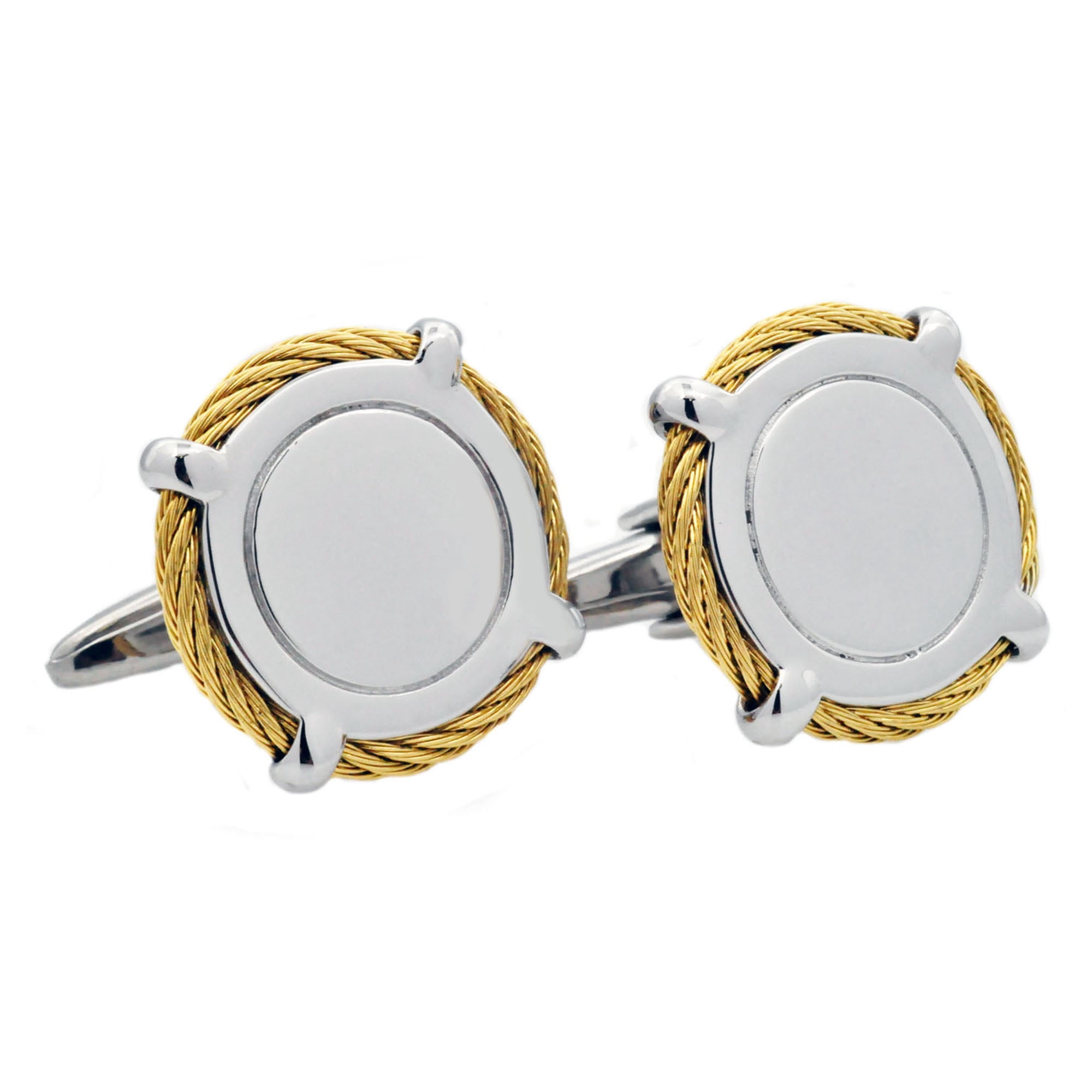 Men's Gold Plated Stainless Steel Fancy Cuff Links