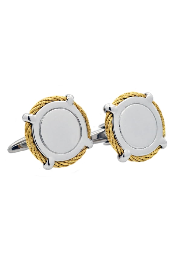 Men's Gold Plated Stainless Steel Fancy Cuff Links