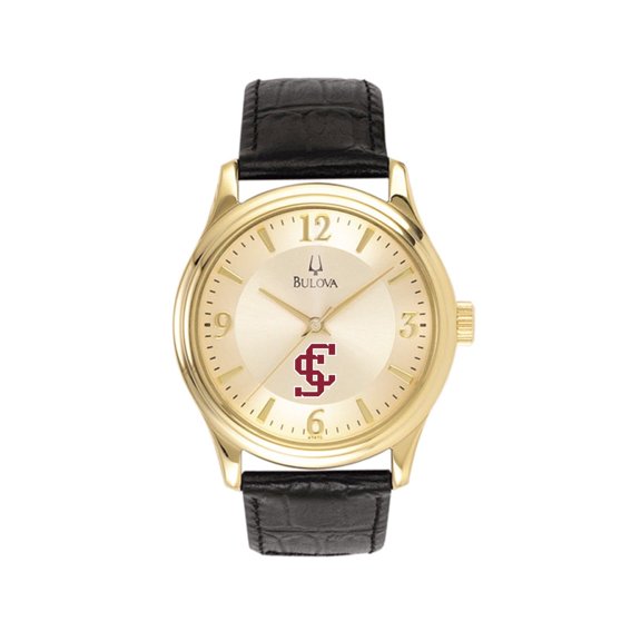 Men's Gold Santa Clara Broncos Stainless Steel Watch with Leather Band