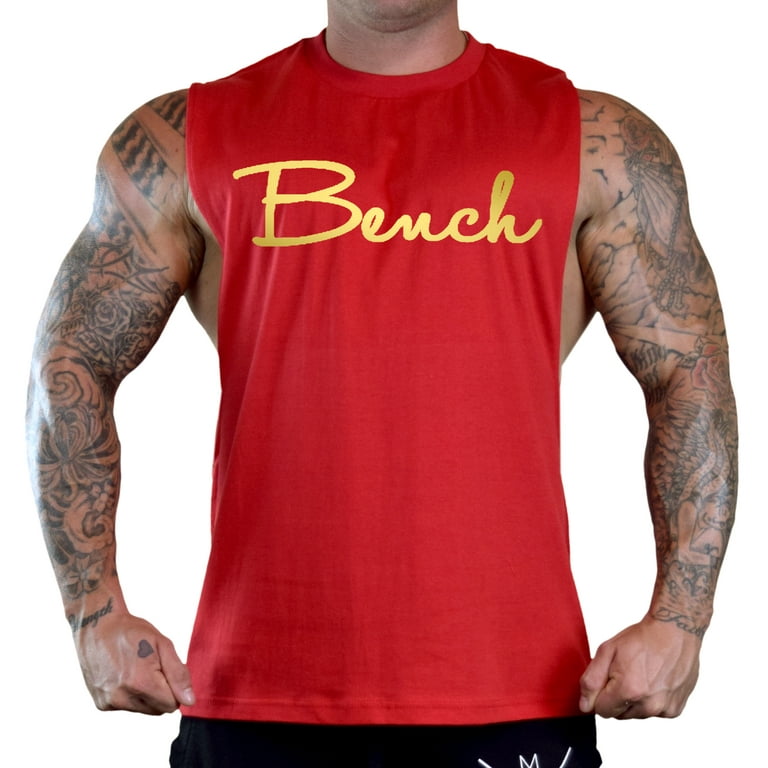 X-Large Tank Bench Cut Red Men\'s V254 Top Deep Signature T-Shirt Gold