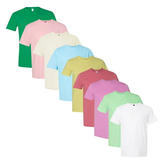 Men's Gold Soft Touch Bulk T-Shirt, 100% Cotton Assorted Short Sleeve Crewneck Plain Tees (Bright Color 9 Pack, M)