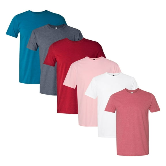 Men's Gold Soft Touch Bulk T-Shirt, 100% Cotton Assorted Short Sleeve Crewneck Plain Tees (Dark+Bright Color 6 Pack, S)