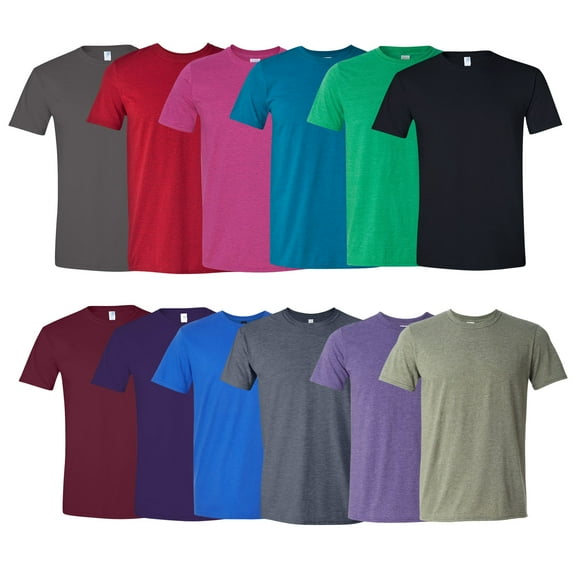 Men's Gold Soft Touch Bulk T-Shirt, 100% Cotton Assorted Short Sleeve Crewneck Plain Tees (Dark Color 12 Pack, XL)