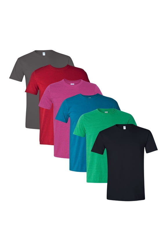 Men's Gold Soft Touch Bulk T-Shirt, 100% Cotton Assorted Short Sleeve Crewneck Plain Tees (Dark Color 6 Pack, 4XL)
