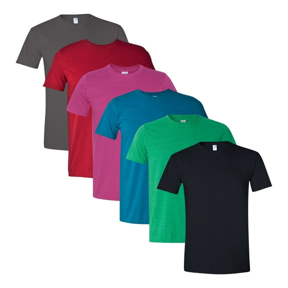 Men's Gold Soft Touch Bulk T-Shirt, 100% Cotton Assorted Short Sleeve Crewneck Plain Tees (Dark Color 6 Pack, M)