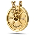 thumbnail image 1 of Men's Gold Stainless Steel JUMBO Weight Plate on Linked Chain Necklace-Phil 4:13 by Shields of Strength, 1 of 4