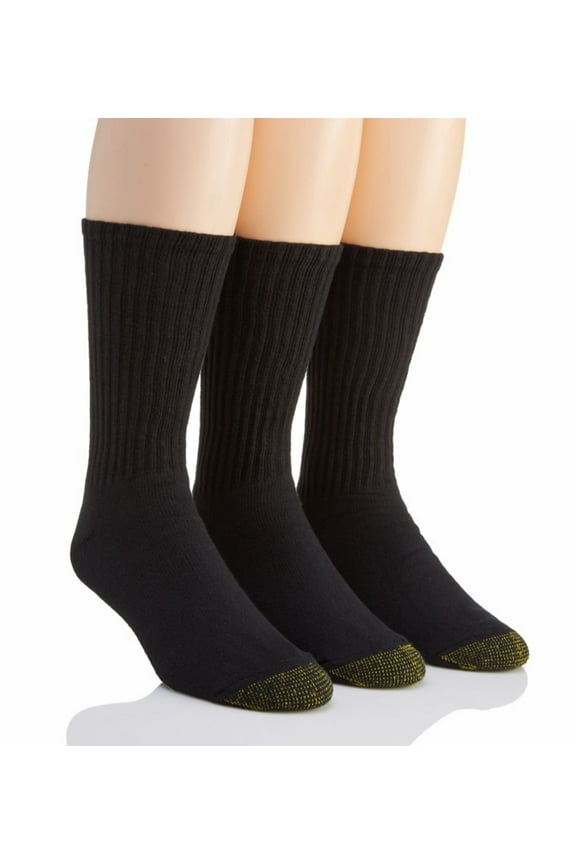 Men's Gold Toe 2187S Ultra Tec Crew Socks - 3 Pack (Black O/S)