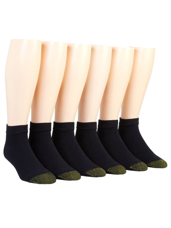 Men's Gold Toe 2247P Cushioned Sport Low Cut Socks - 6 Pack (Black O/S)