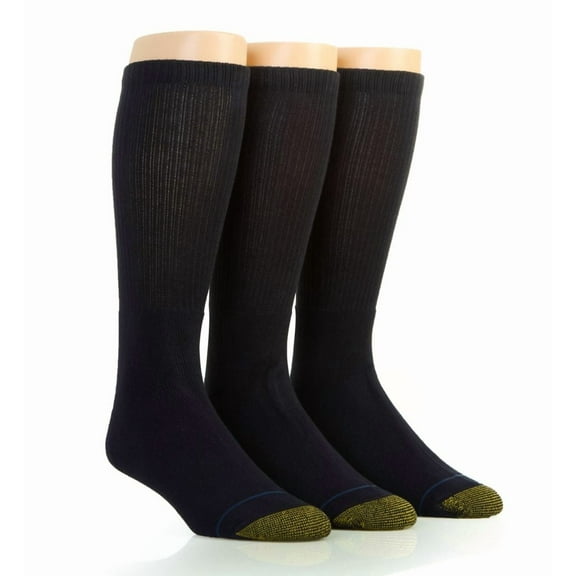 Men's Gold Toe 2306S Moisture Control Uptown Crew Socks - 3 Pack (Navy O/S)