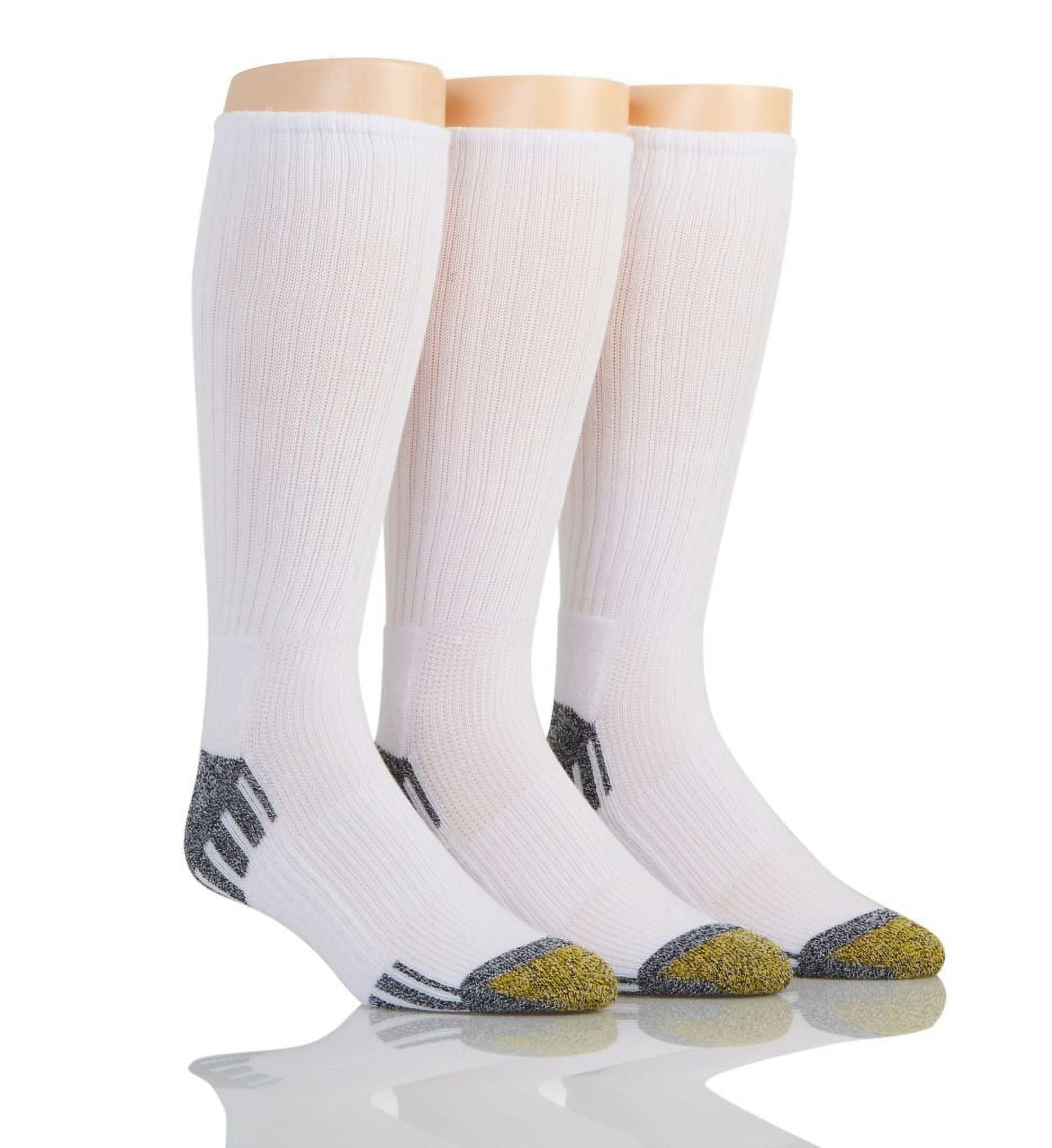 Men's Gold Toe 3016S Outlast Crew Socks 3 Pack (White O/S)