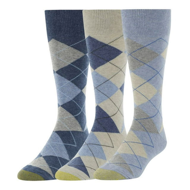 Men's Gold Toe 3179S Carlyle Argyle Crew Socks 3 Pack (Chambrey