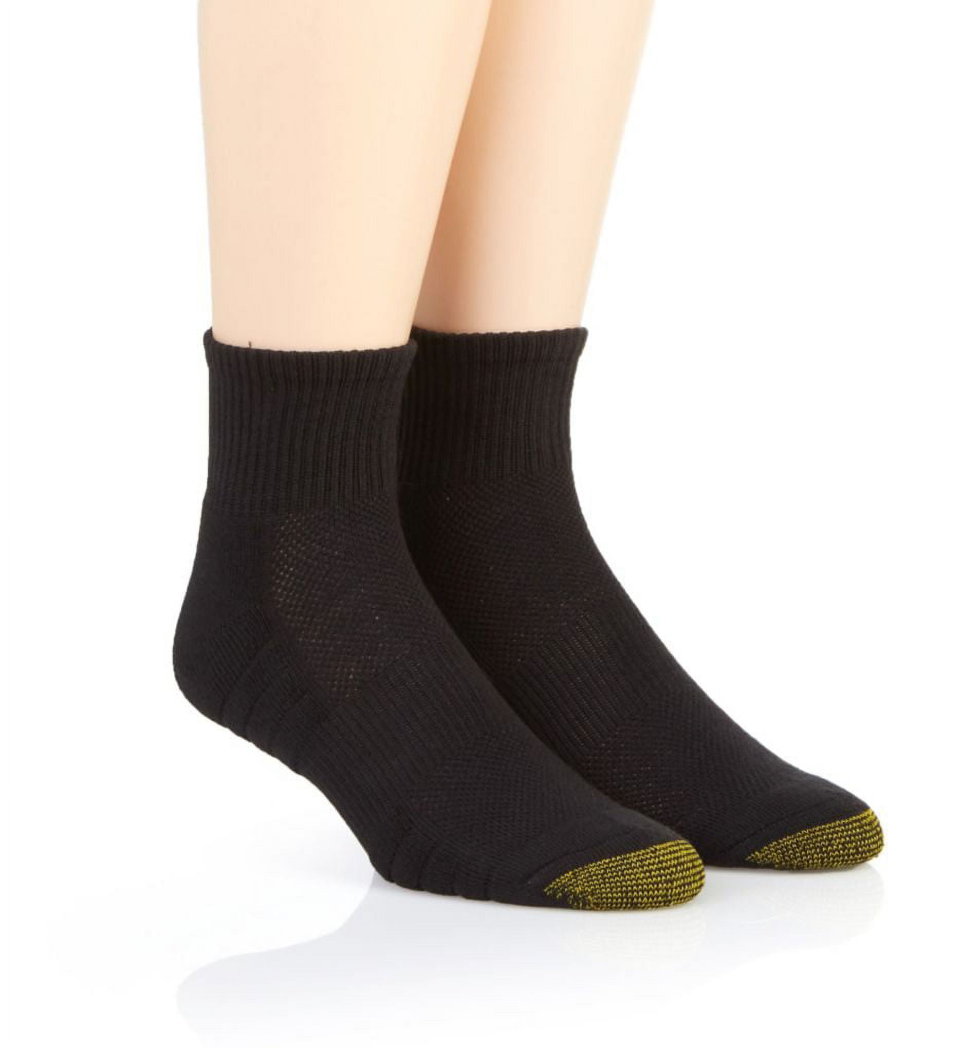 Men's Gold Toe 3251P Golf Quarter Socks 2 Pack (Black O/S)