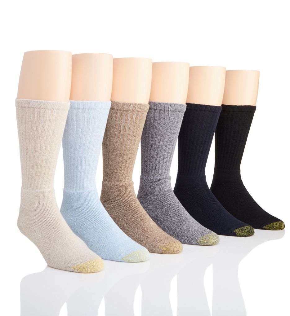Men's Gold Toe 3400S Moisture Control Harrington Crew Sock 6 Pack