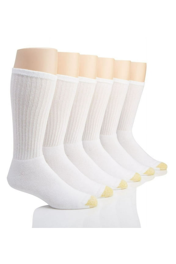 Men's GOLDTOE® 6-Pack Harrington Crew Socks Color: White Size: 6-12