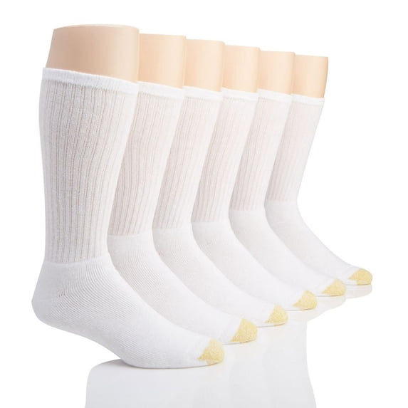 Men's GOLDTOE 6-Pack Harrington Crew Socks Color: White Size: 6-12