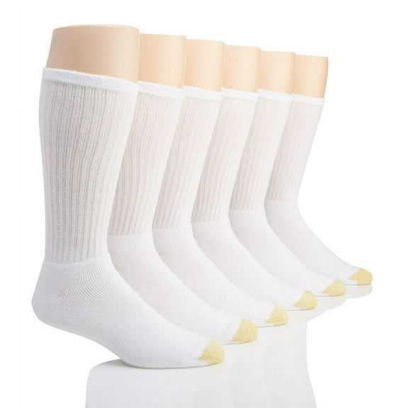 Men's GOLDTOE® 6-pack Extended Size Harrington Crew Socks Color: White Size: 12-16