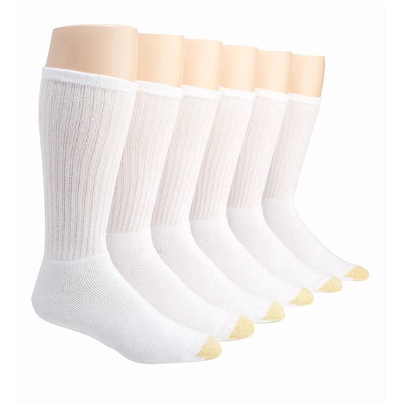 Men's GOLDTOE® 6-pack Extended Size Harrington Crew Socks Color: White Size: 12-16