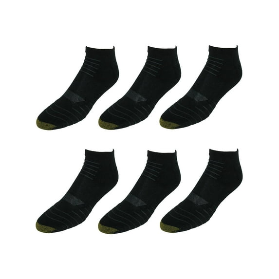 Men's Gold Toe 3448P Cushioned Tech No Show Socks - 6 Pack (Black O/S)