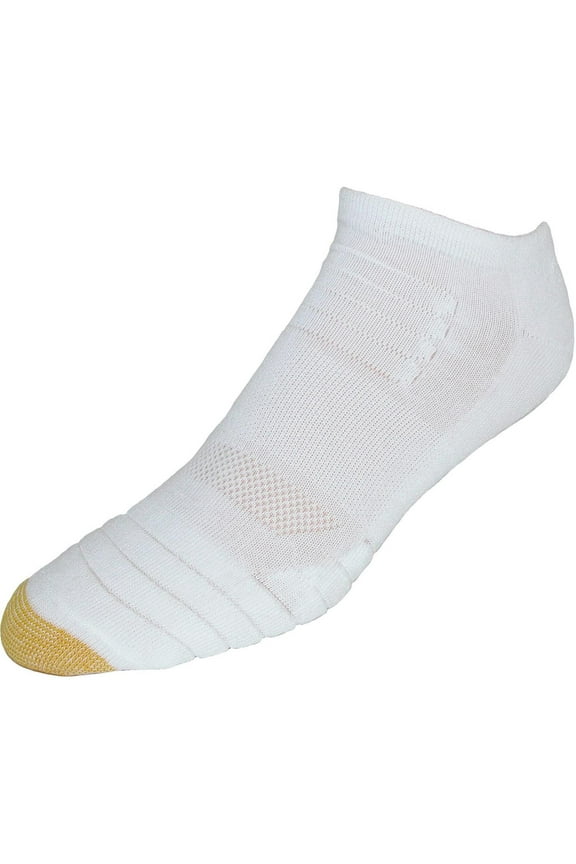 Men's Gold Toe 3448P Cushioned Tech No Show Socks - 6 Pack (White O/S)