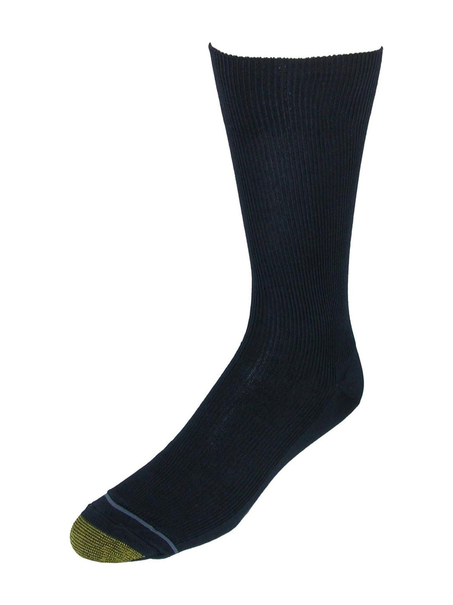 Men's Gold Toe 345S Metropolitan Cotton Crew Dress Socks 3 Pack (Navy