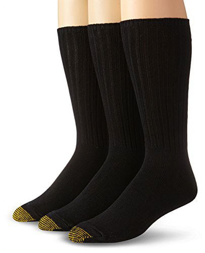 Men's Gold Toe 633S Heritage Cotton Fluffies Crew Socks 3 Pack (Black