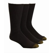 GOLDTOE Men's Gold Toe 633S Heritage Cotton Fluffies Crew Socks - 3 Pack (Black O/S)