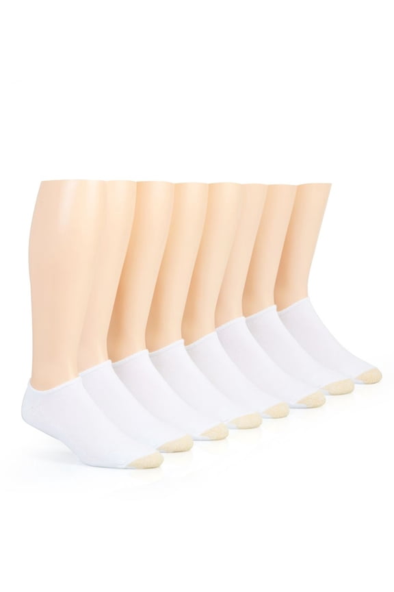Men's Gold Toe 656FB Cushioned Cotton No Show Socks - 8 Pack (White O/S)