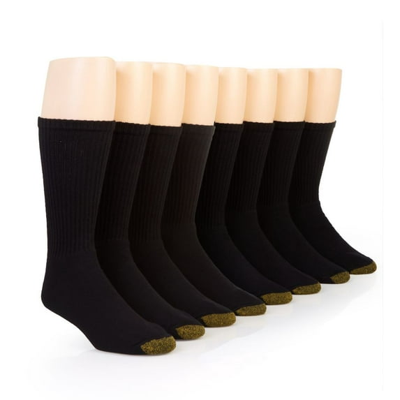Men's Gold Toe 656SB Cushioned Cotton Crew Socks - 8 Pack (Black XL)