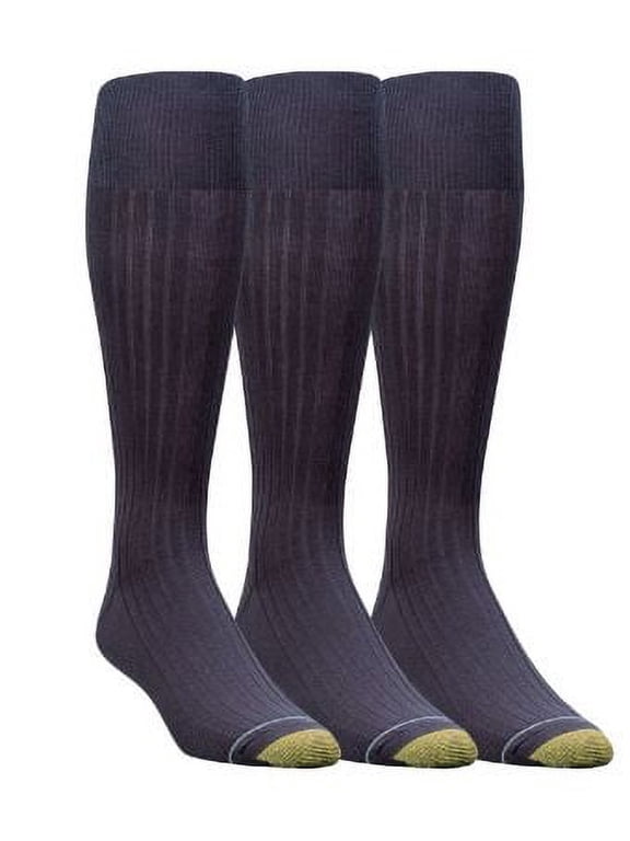 Men's Gold Toe 794H Canterbury Over The Calf Dress Socks - 3 Pack (Navy O/S)