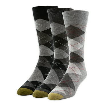 GOLDTOE Edition Mens Dress Argyle Crew Socks, 3-Pack