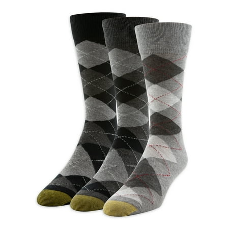 GOLDTOE Edition Mens Dress Argyle Crew Socks, 3-Pack