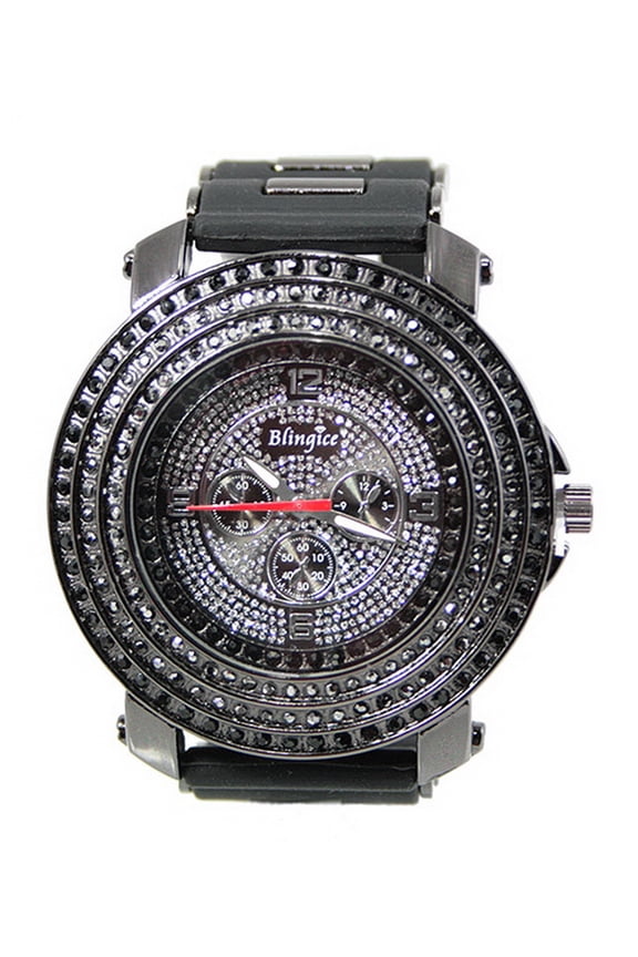 Mens Gold Tone Ice-Out Clubbing Watch 45mm CZ Bezel, Gold CZ Dial, 22mm Link Bracelet