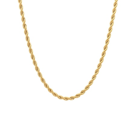 Men's Gold-Tone Stainless Steel 2.3MM Rope Link 24" Chain Necklace - Brilliance Fine Jewelry