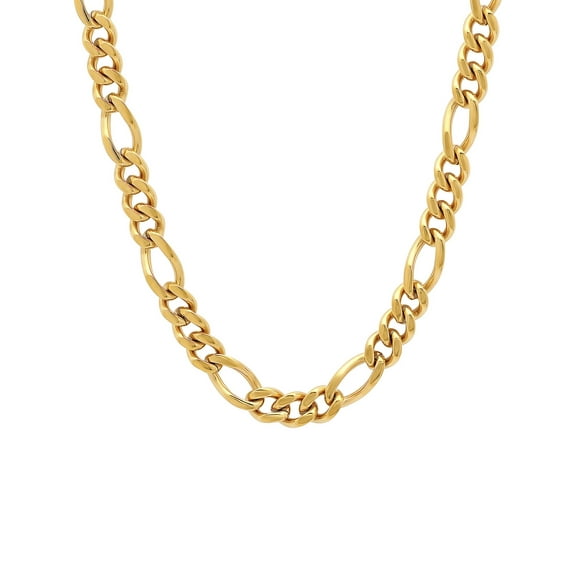 Men's Gold-Tone Stainless Steel Figaro Link 24" Chain Necklace - Brilliance Fine Jewelry