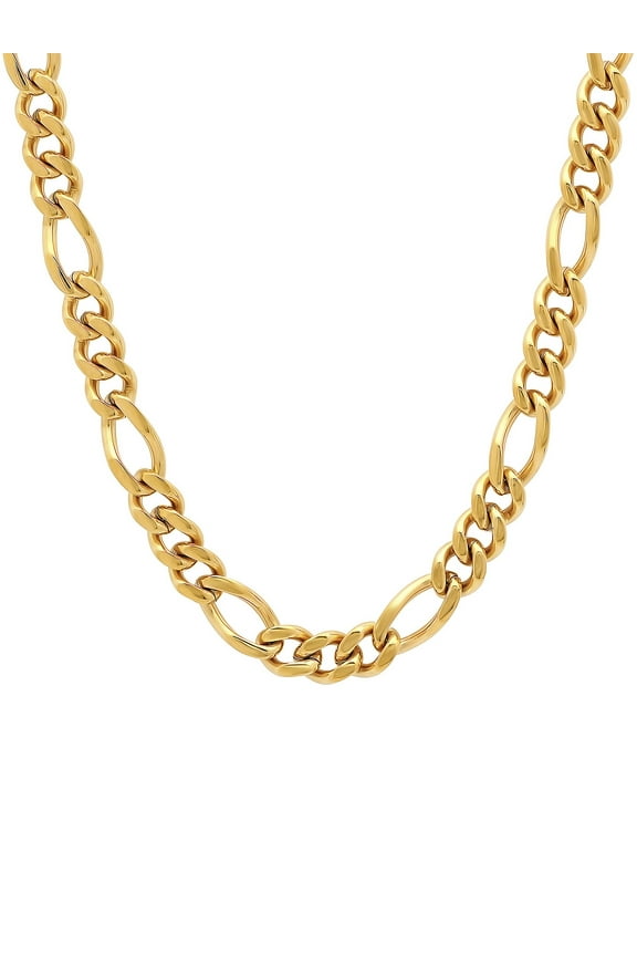 Men's Gold-Tone Stainless Steel Figaro Link 24" Chain Necklace - Brilliance Fine Jewelry
