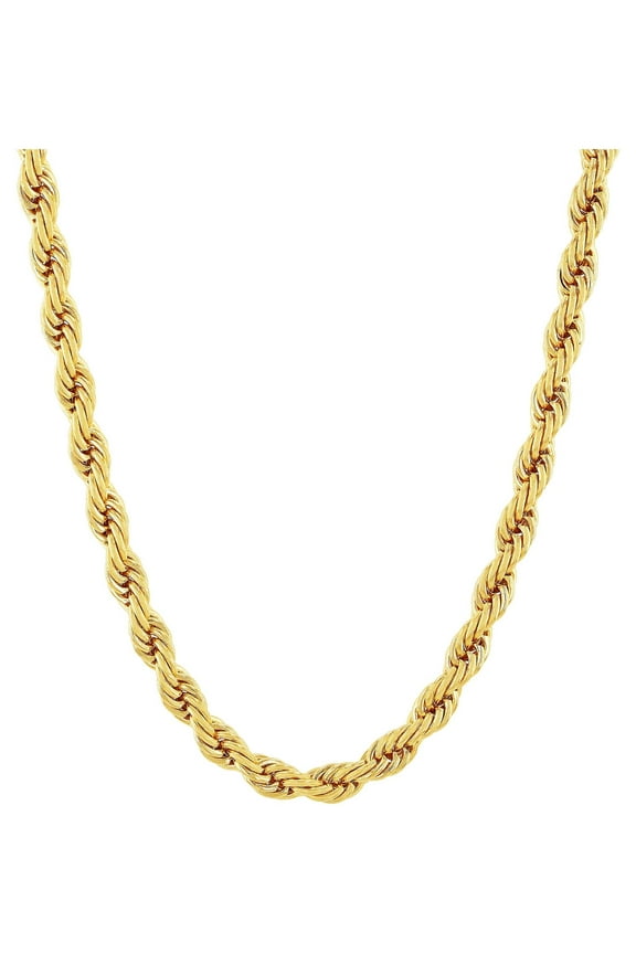 Men's Gold-Tone Stainless Steel Rope Link Chain Necklace - Brilliance Fine Jewelry