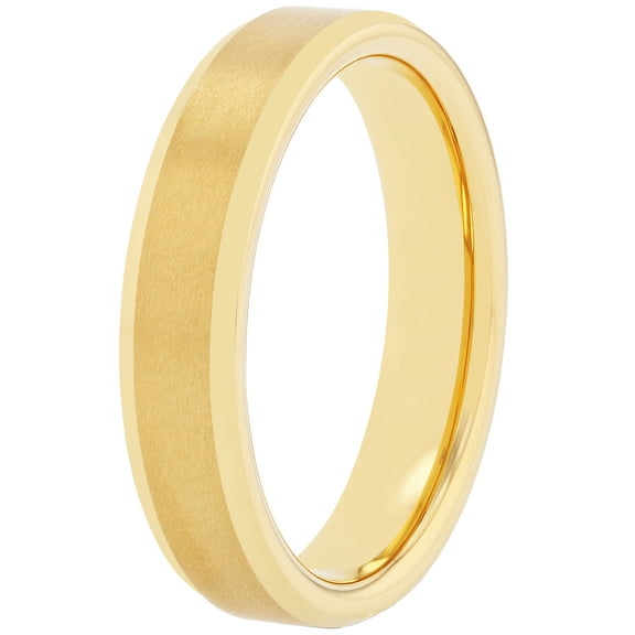 Men's Gold-Tone Tungsten Plain Beveled 5MM Wedding Band by Brilliance Fine Jewelry - Men's Ring