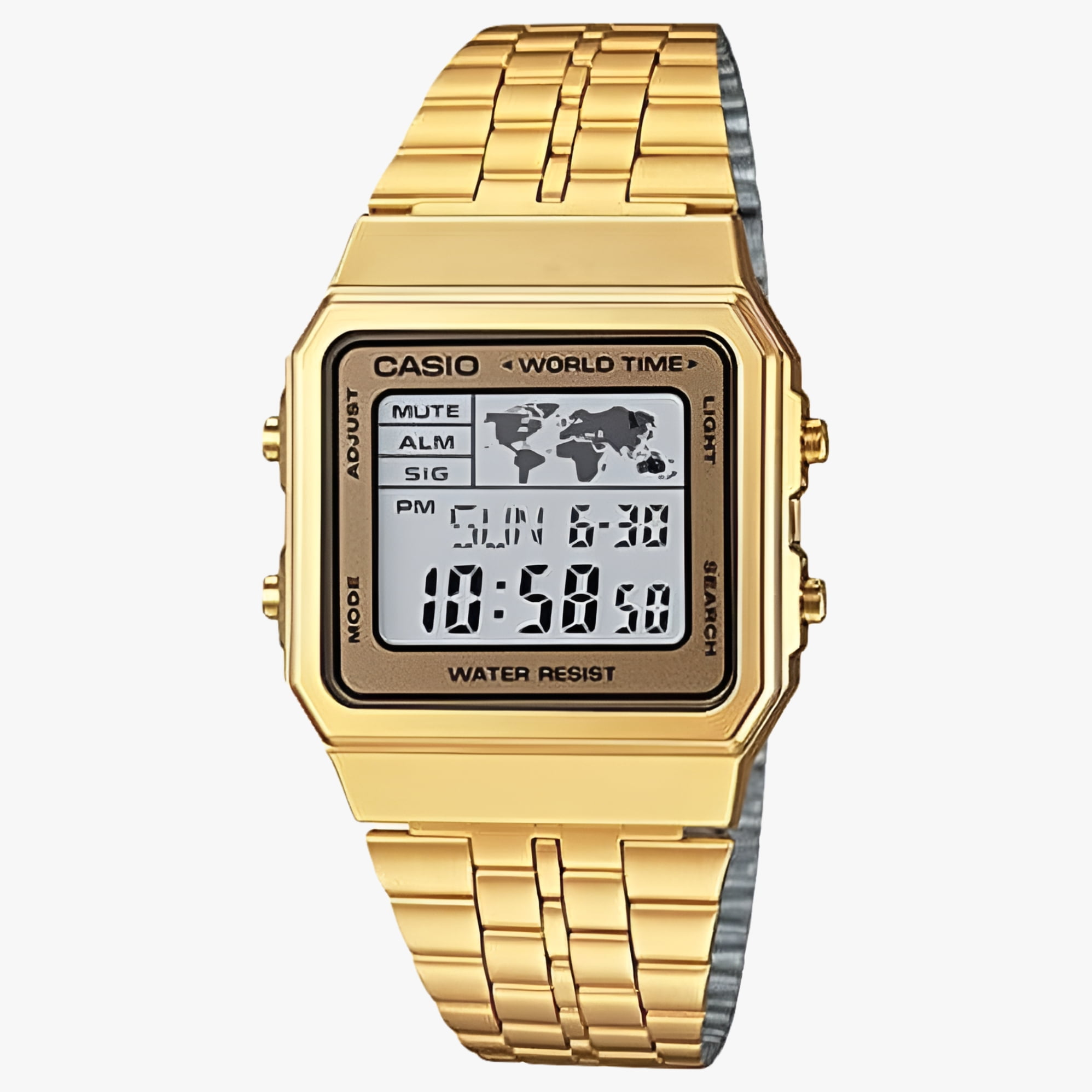 Casio Men s Gold Tone Stainless Steel World Time Wristwatch Gold A500WGA 9D Walmart