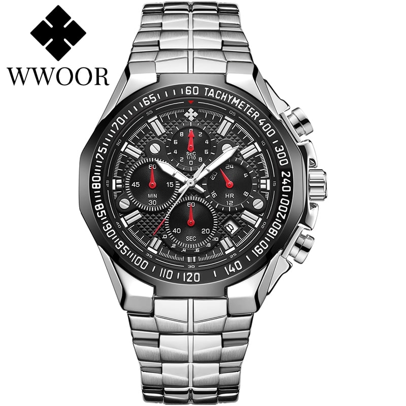 Men's Gold Watch Stainless Steel Waterproof Watches for Men Multifunctional Chronograph Analog Quartz Fashion Business Wristwatch Luminous with Date