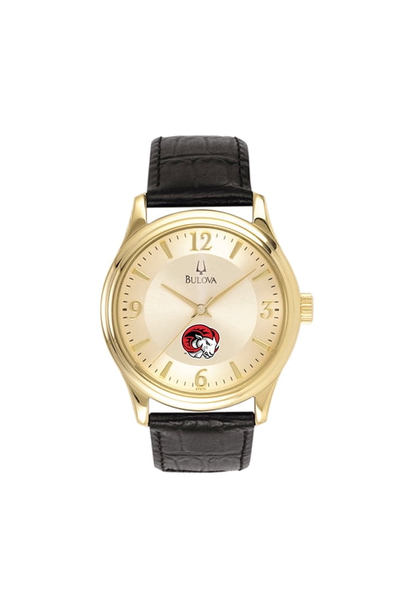 Men's Gold Winston-Salem State Rams Gold-Tone Stainless Steel Leather Band Watch